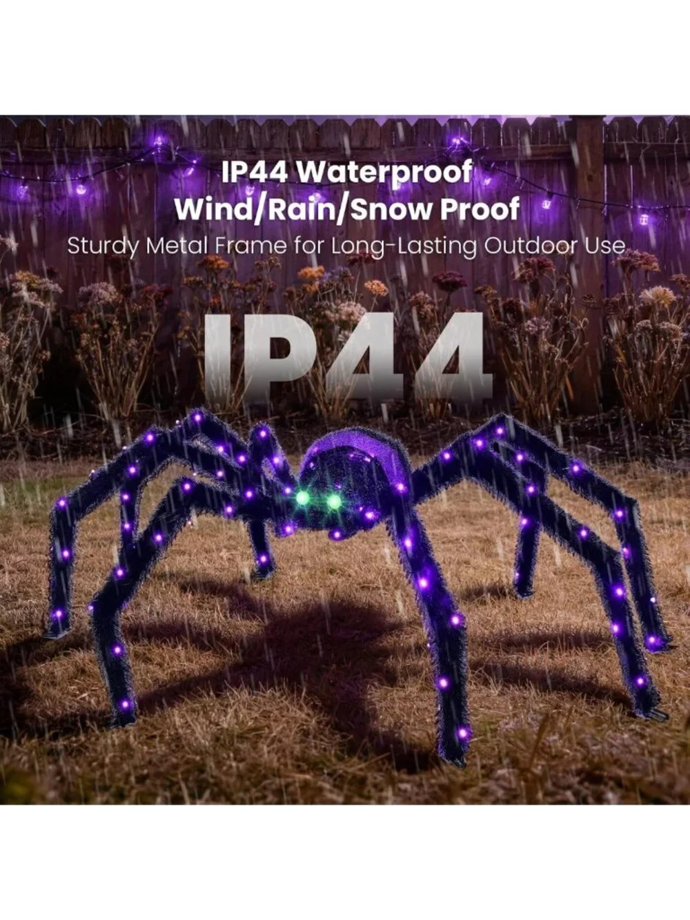 Giant 4.2FT Lighted Spider Halloween Decoration - Waterproof Outdoor Decor with